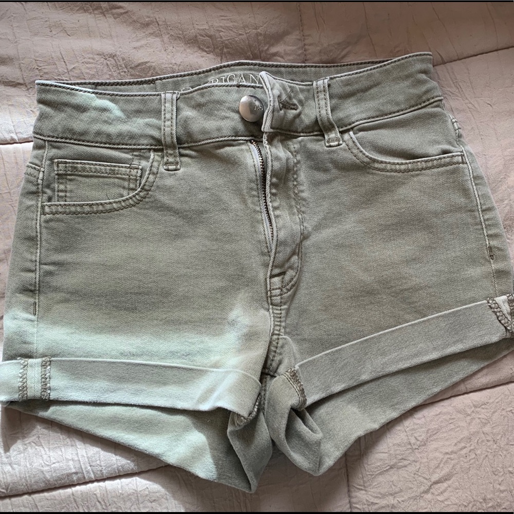 Army Green hi-rise jean shorts
